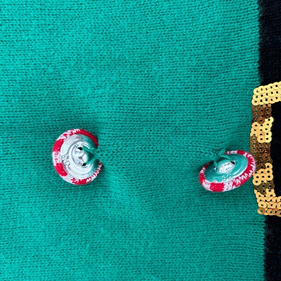 Green and Red Festive Sweater with Green Collar - Picture 2 of 3